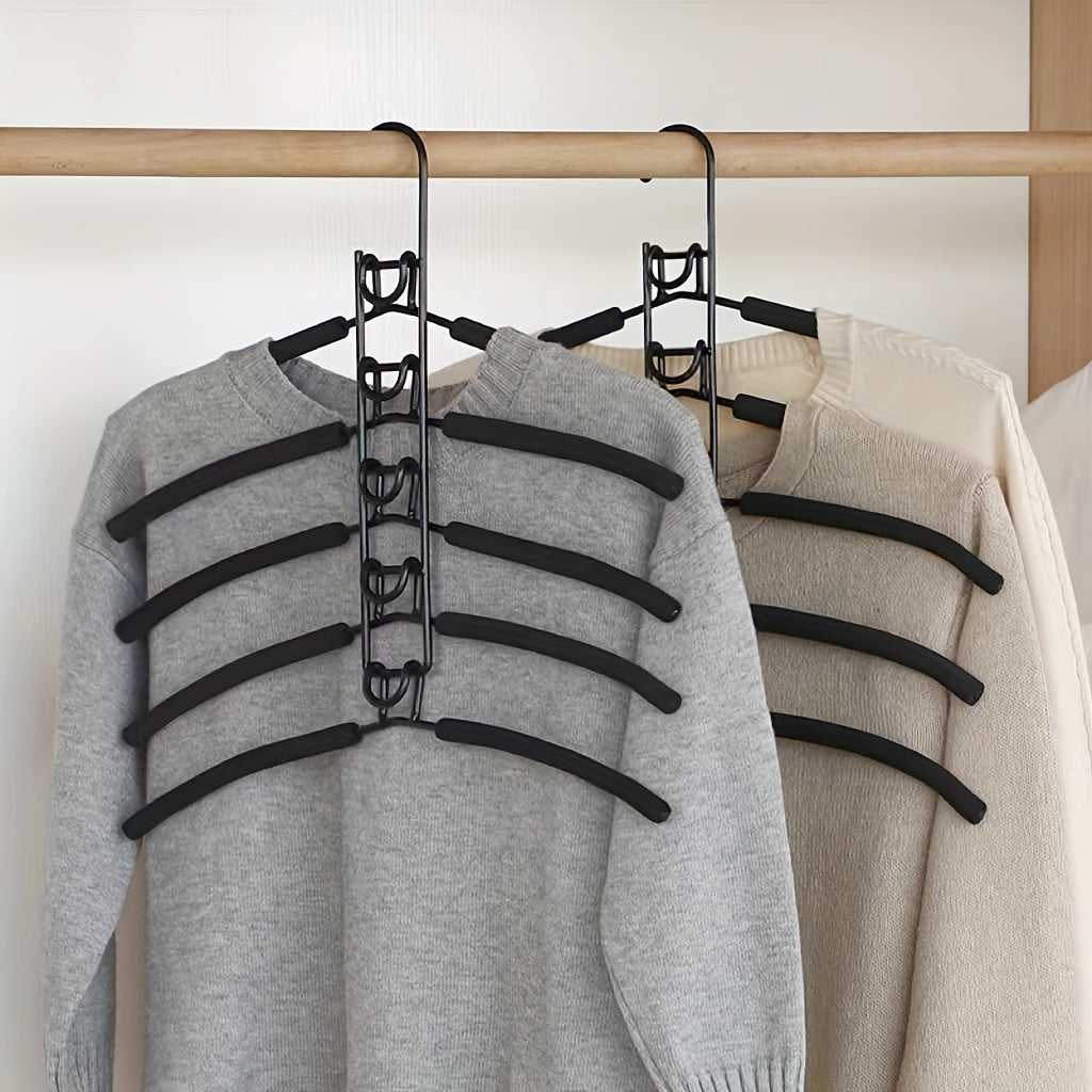 2-Pack Multi-Function Hangers, 5-Tier Lacquered Metal Clothes Hangers