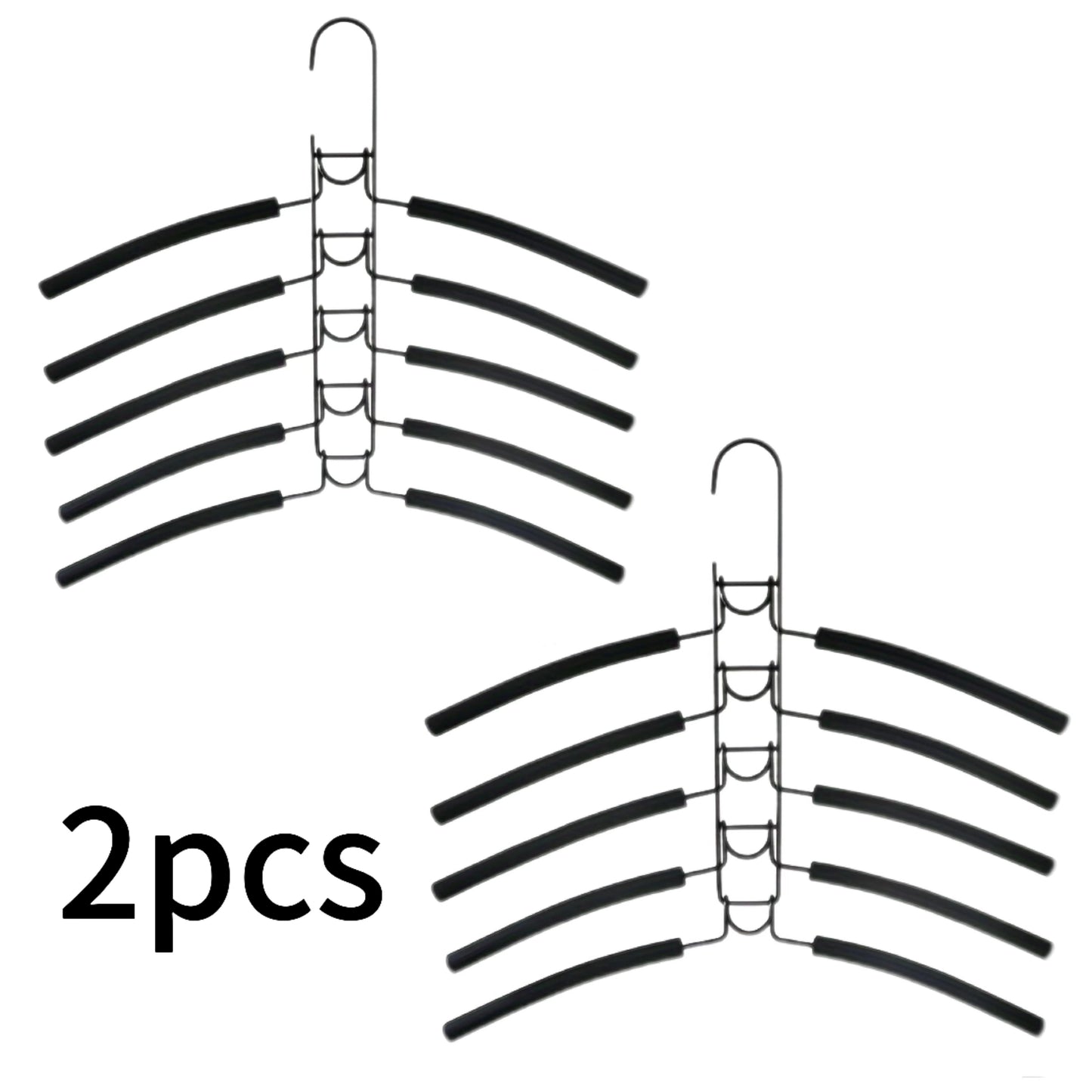 2-Pack Multi-Function Hangers, 5-Tier Lacquered Metal Clothes Hangers