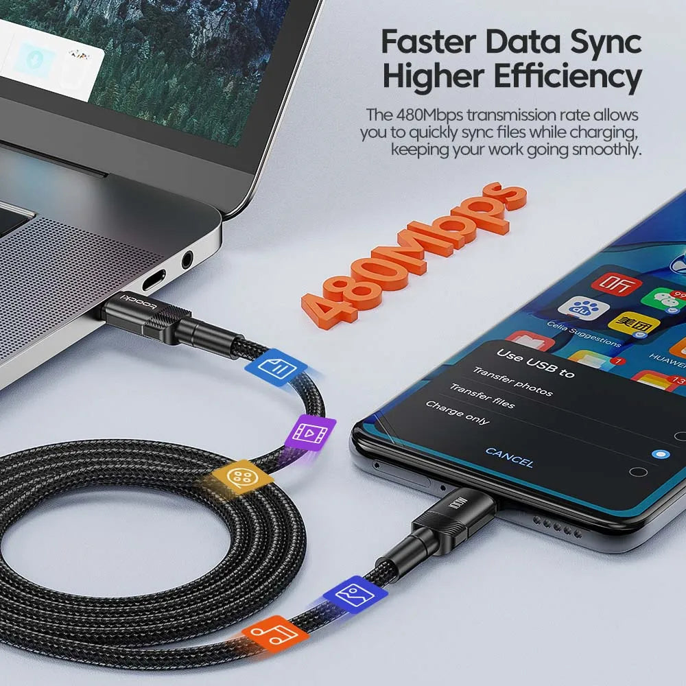 Toocki 100W Type C to USB C Cable PD 3.0 Quick Charge 4.0 Fast Charging Type