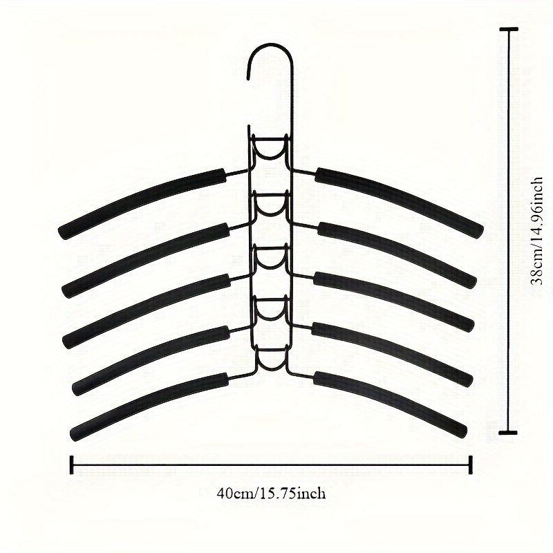 2-Pack Multi-Function Hangers, 5-Tier Lacquered Metal Clothes Hangers
