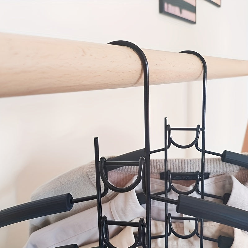2-Pack Multi-Function Hangers, 5-Tier Lacquered Metal Clothes Hangers