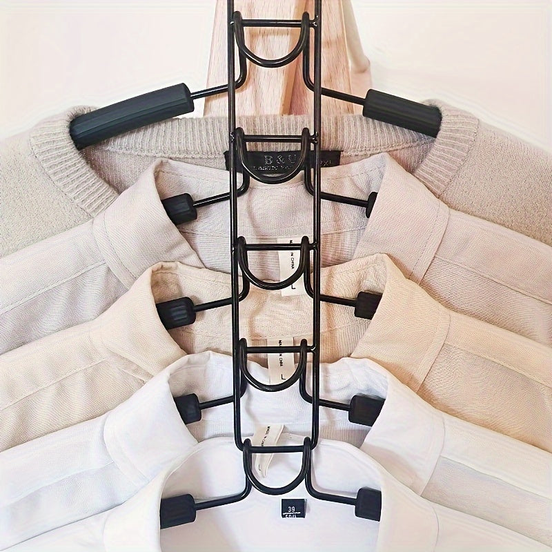2-Pack Multi-Function Hangers, 5-Tier Lacquered Metal Clothes Hangers