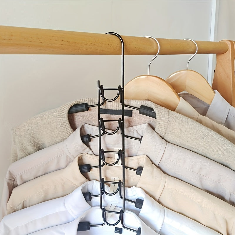 2-Pack Multi-Function Hangers, 5-Tier Lacquered Metal Clothes Hangers