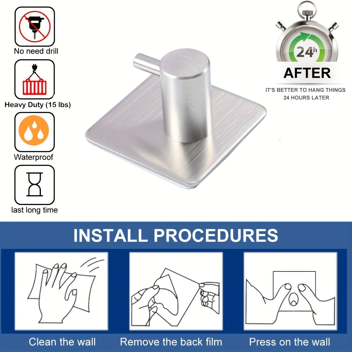 Adhesive Heavy-Duty Wall Hooks