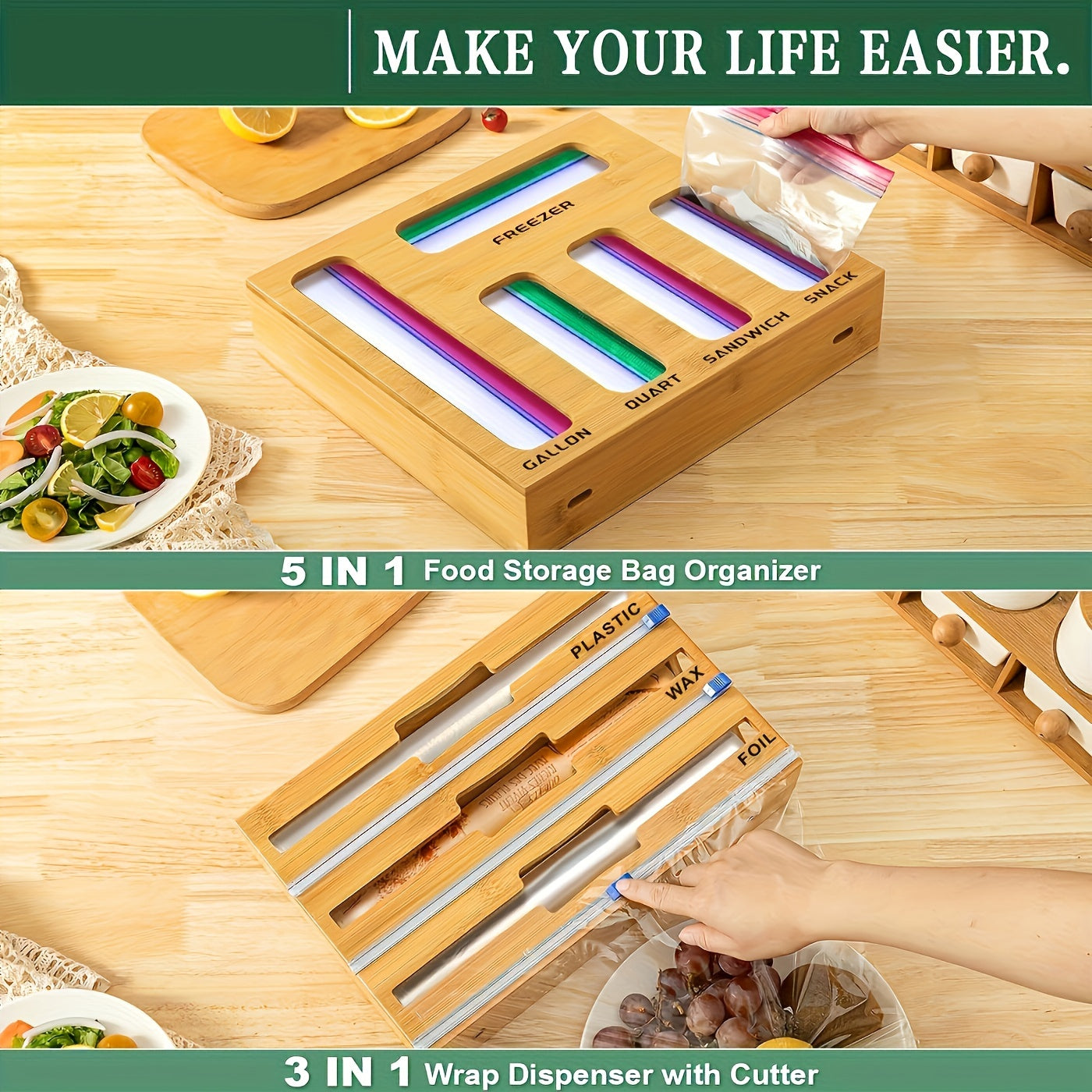 Bamboo Storage Bag Organizer