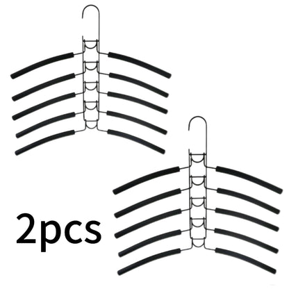 2-Pack Multi-Function Hangers, 5-Tier Lacquered Metal Clothes Hangers