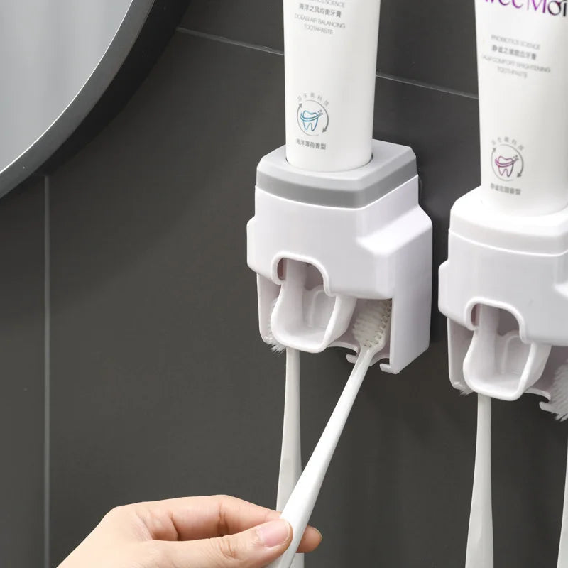 Automatic Toothpaste Dispenser and Toothbrush Holder