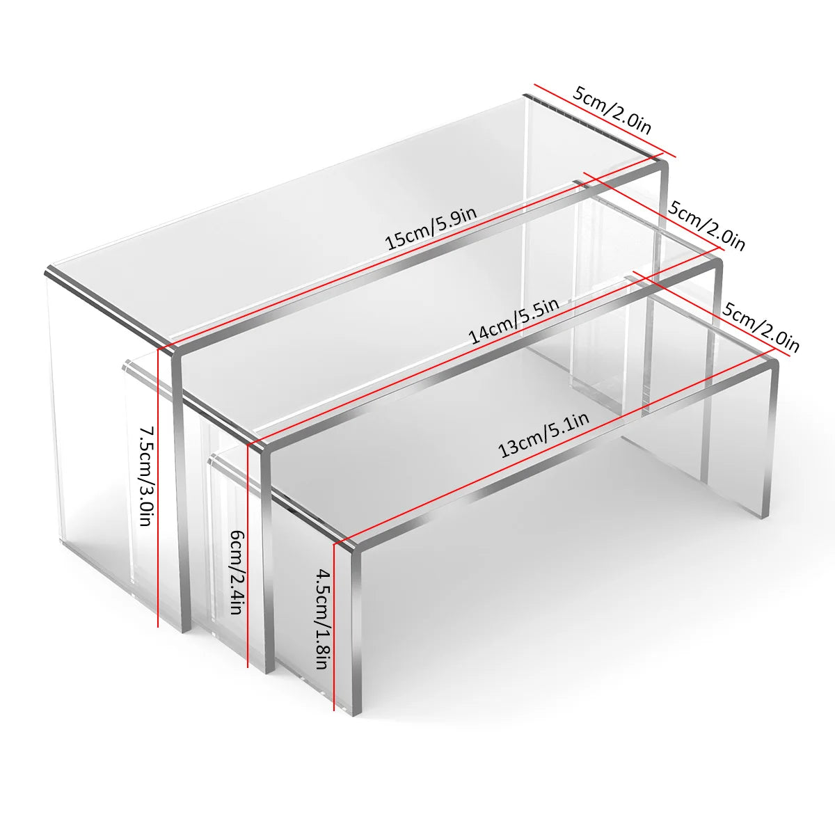 Multi-Tier Transparent Display Shelf