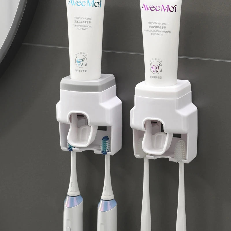 Automatic Toothpaste Dispenser and Toothbrush Holder