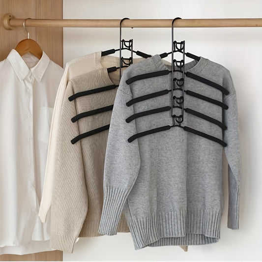 2-Pack Multi-Function Hangers, 5-Tier Lacquered Metal Clothes Hangers