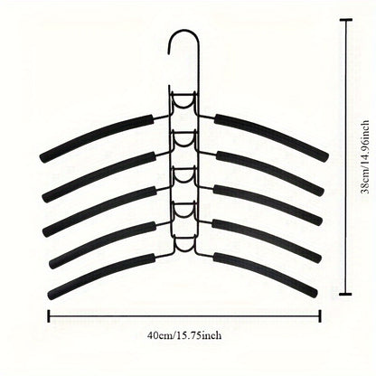 2-Pack Multi-Function Hangers, 5-Tier Lacquered Metal Clothes Hangers